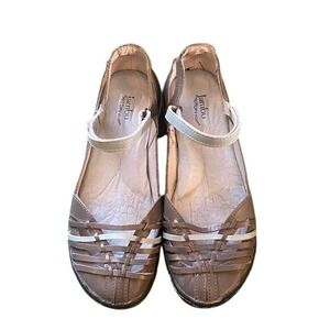 Jambu All Terra Grey Light Blue Mary Jane Memory Foam Flats Shoes Womens Sz 8.5
